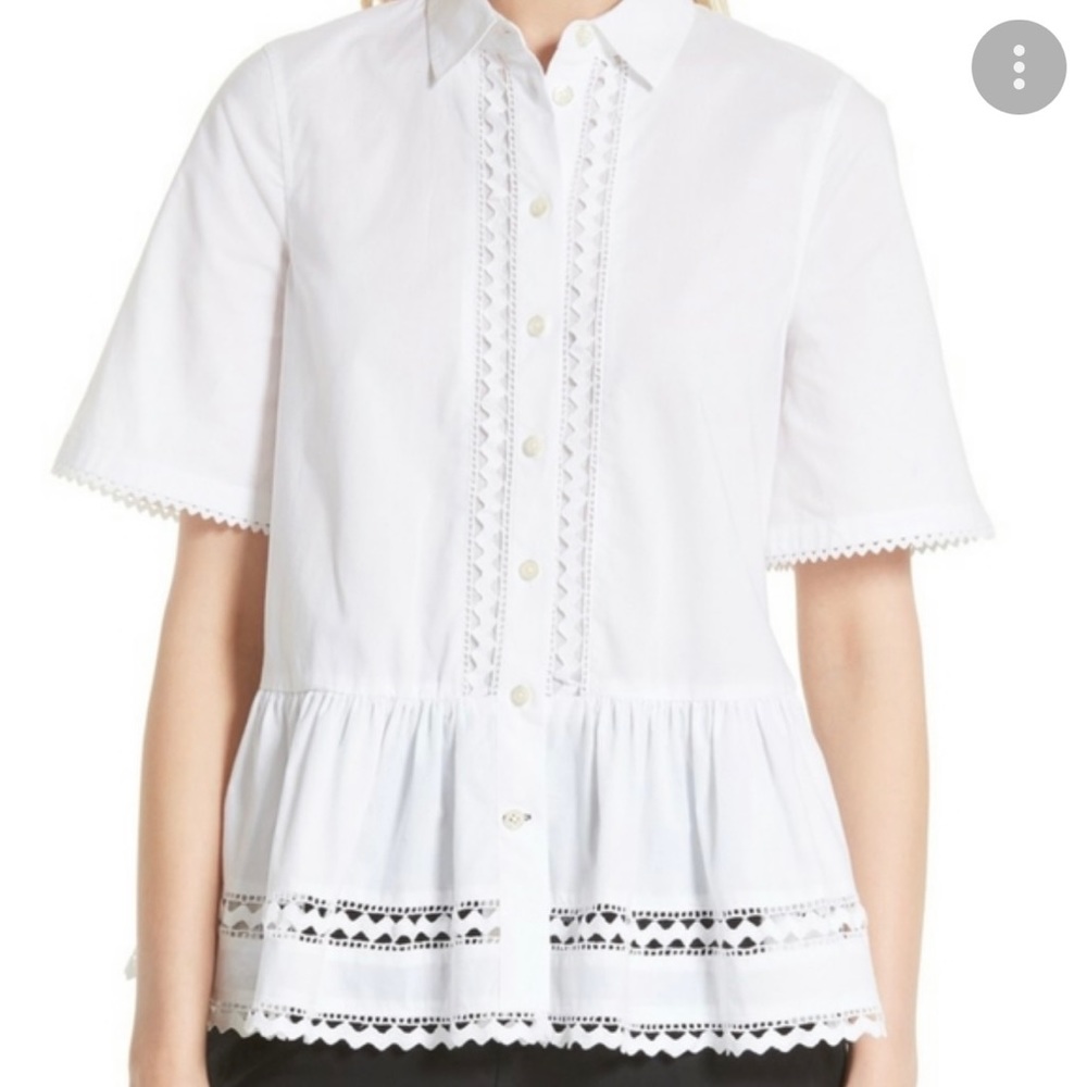 Kate Spade Lace Inset Peplum Blouse - Size M